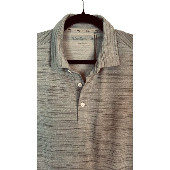 NWT Walter Hagen Size Large Gray Striped Polo Shirt 100% Polyester Golf Wear - Picture 2 of 13
